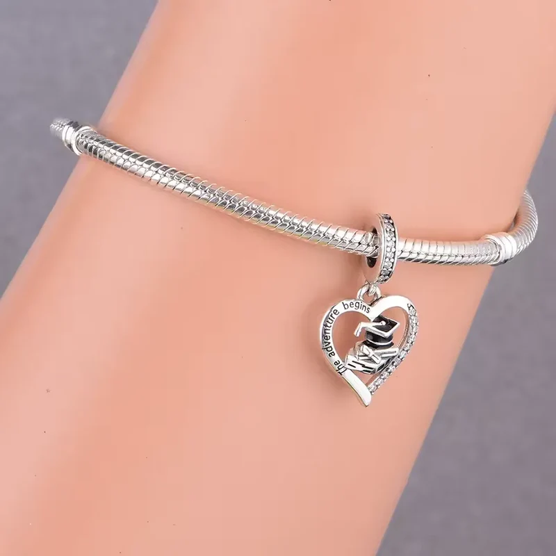 "The Adventure Begins" Graduation Dangle Charm | CZ EN