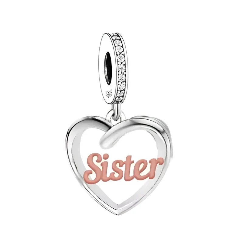 "Sister" Heart Dangle Charm | RGP CZ