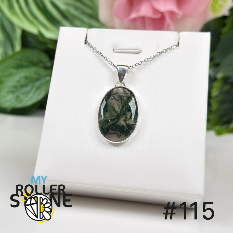 Anhänger aus 925er Sterlingsilber mit Moosachat #P115