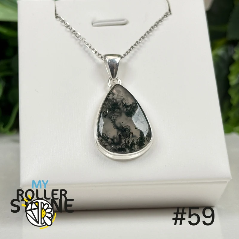 Anhänger aus 925er Sterlingsilber mit Moosachat #SP59