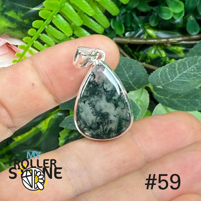Anhänger aus 925er Sterlingsilber mit Moosachat #SP59