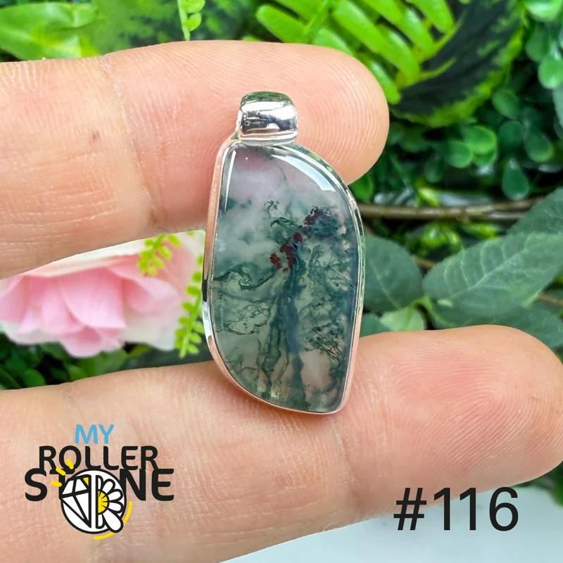 Anhänger aus 925er Sterlingsilber mit Moosachat #P116