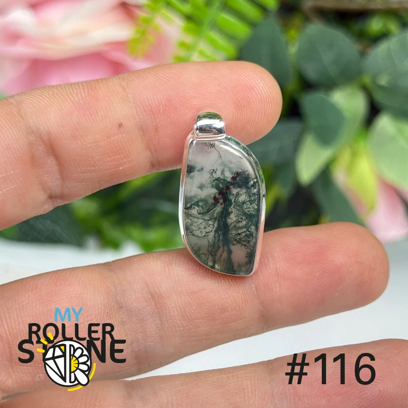 Anhänger aus 925er Sterlingsilber mit Moosachat #P116