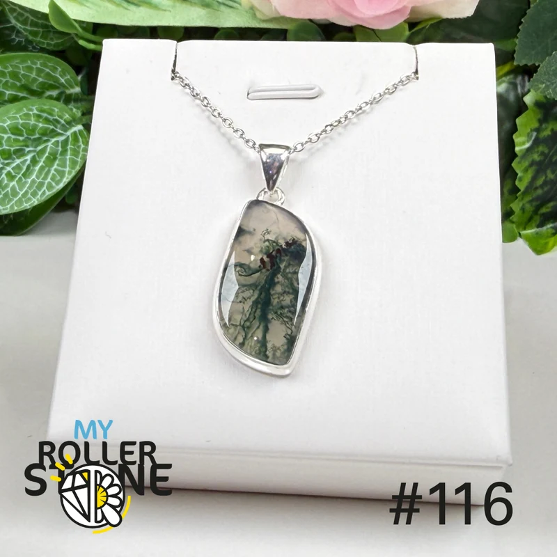 Anhänger aus 925er Sterlingsilber mit Moosachat #P116