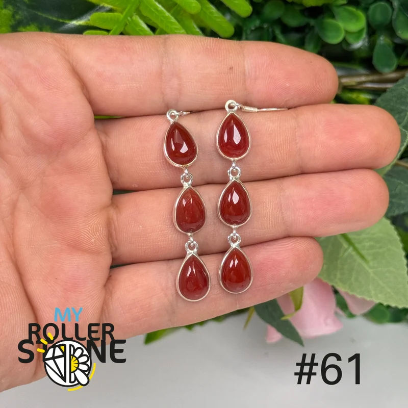 Ohrringe aus 925er Sterlingsilber mit Karneol-Fassung #BE61