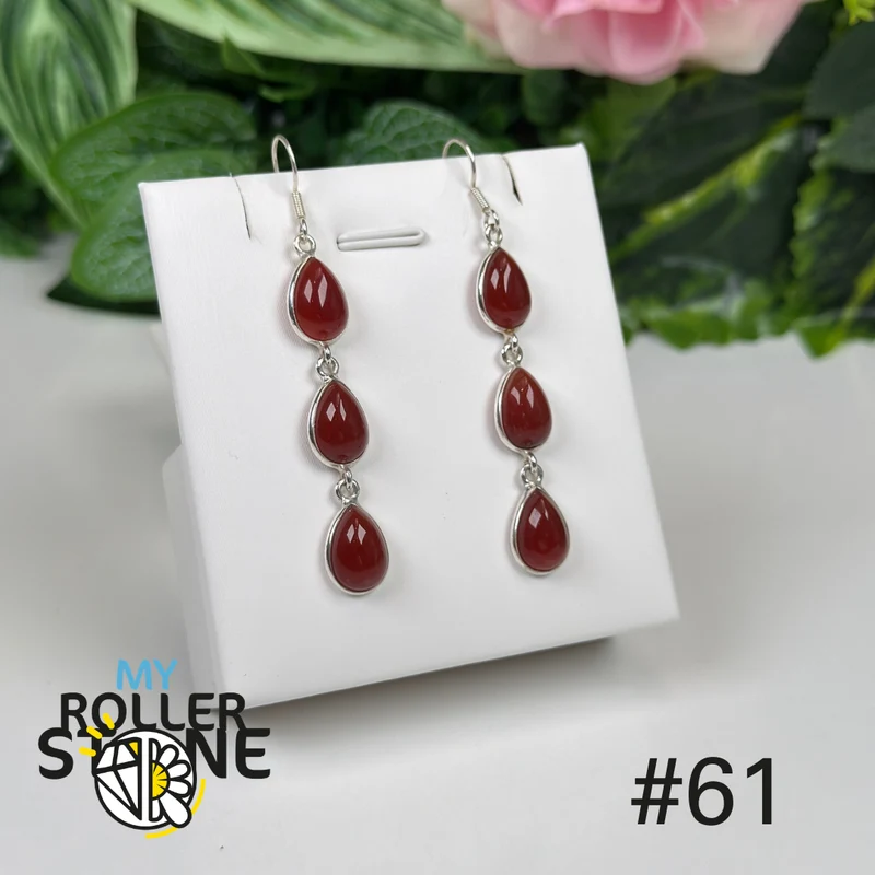 Ohrringe aus 925er Sterlingsilber mit Karneol-Fassung #BE61
