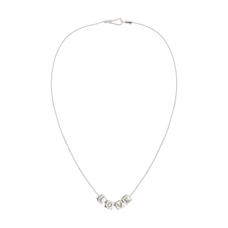 Halskette Würfel LOVE | Kristalle von Swarovski® (Weiß)