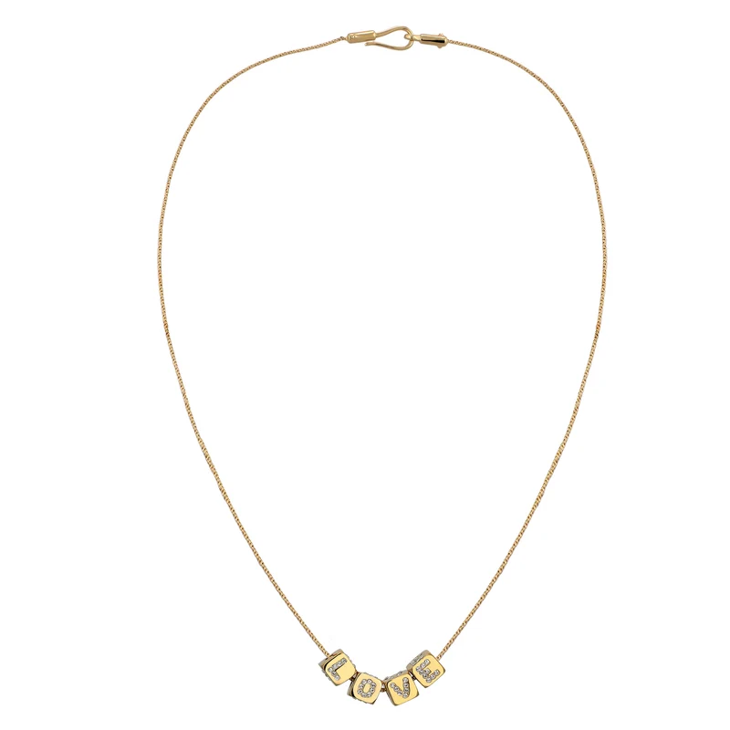 Halskette Würfel LOVE | Kristalle von Swarovski® (Weiß)