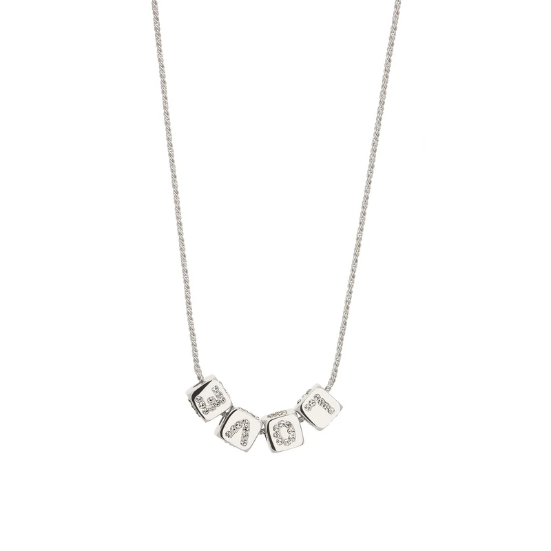 Halskette Würfel LOVE | Kristalle von Swarovski® (Weiß)