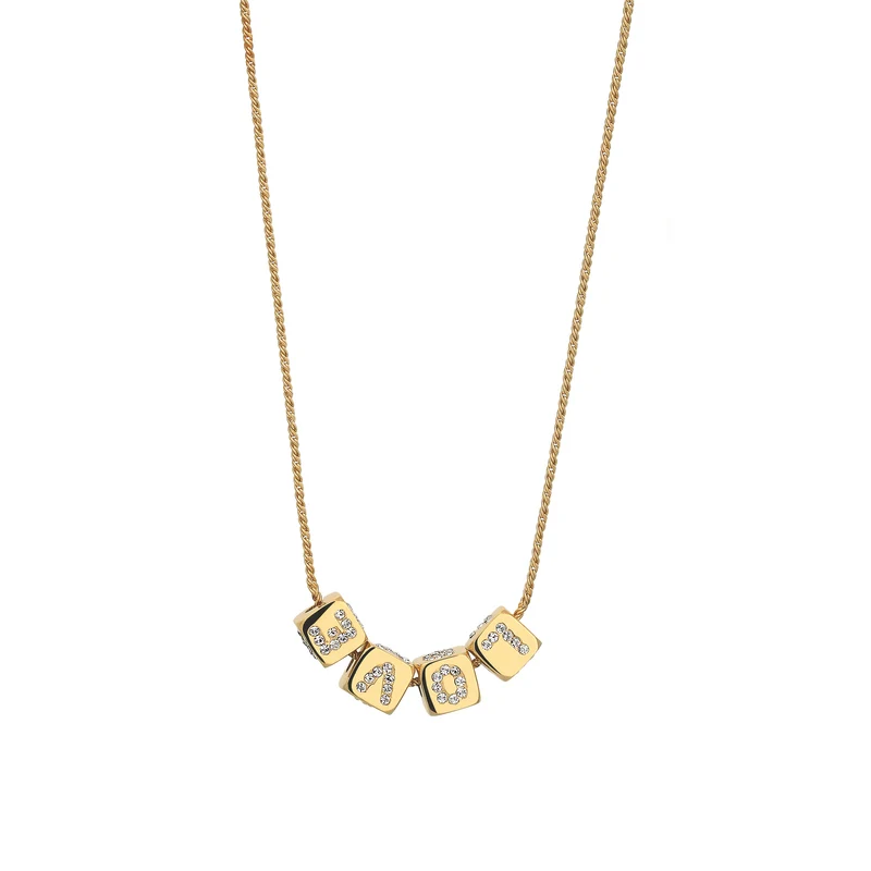 Halskette Würfel LOVE | Kristalle von Swarovski® (Weiß)