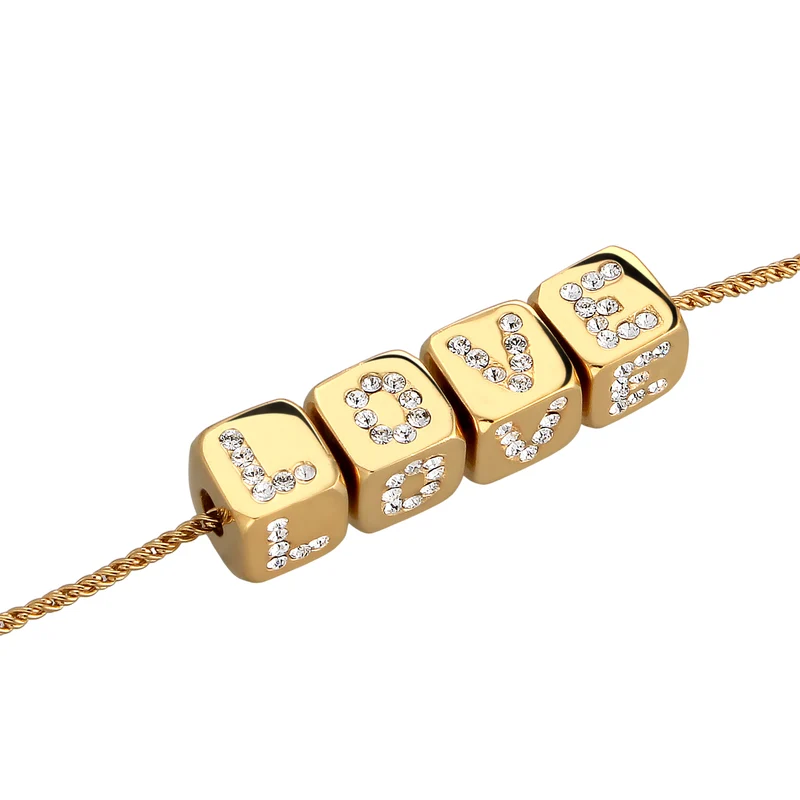 Halskette Würfel LOVE | Kristalle von Swarovski® (Weiß)