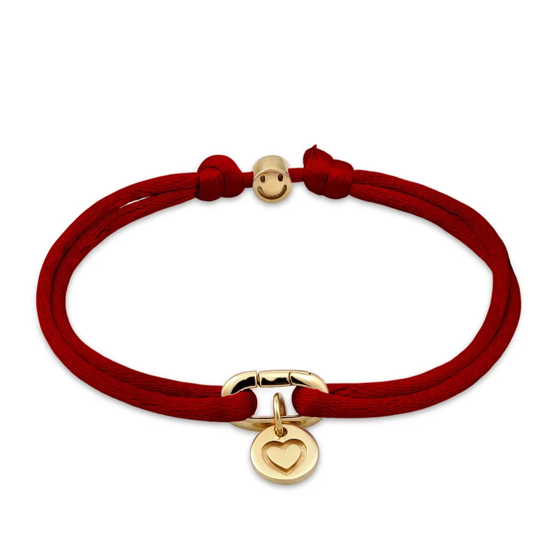 Armband Herz & Smiling Face | Satin (Gelb)