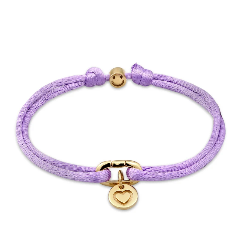 Armband Herz & Smiling Face | Satin (Gelb)