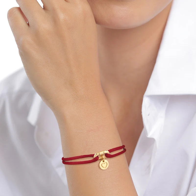 Armband Herz & Smiling Face | Satin (Gelb)
