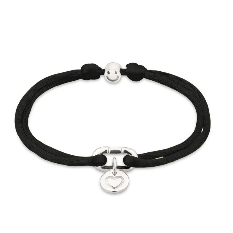 Armband Herz & Smiling Face | Satin (Gelb)