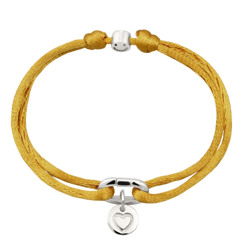 Armband Herz & Smiling Face | Satin (Gelb)