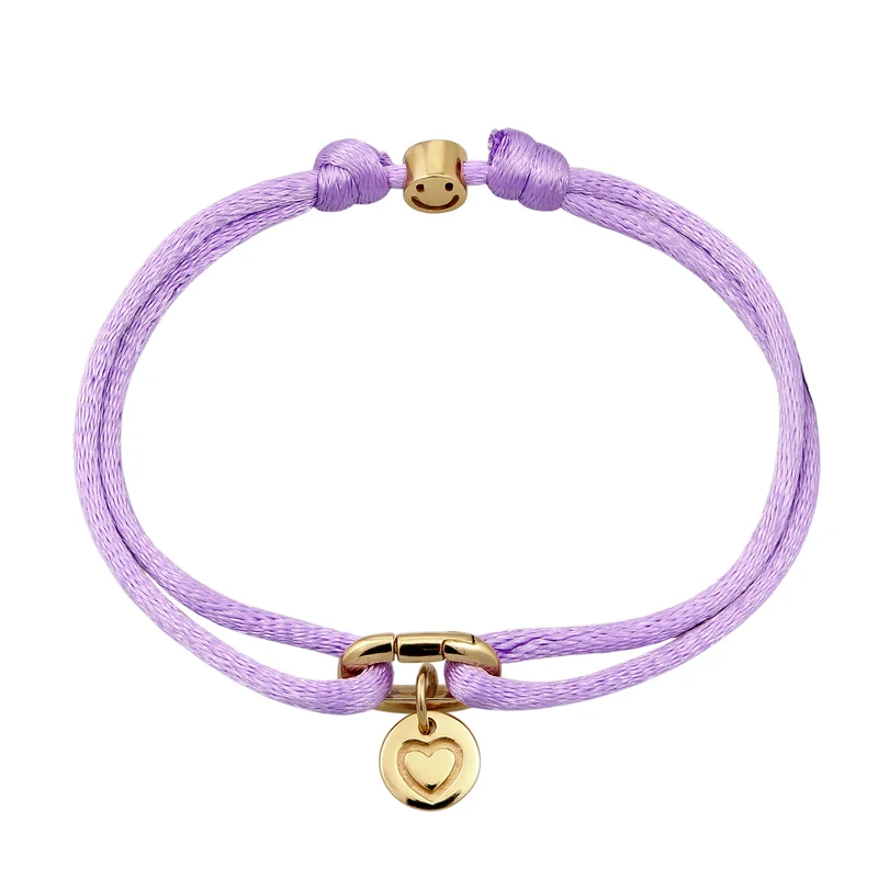 Armband Herz & Smiling Face | Satin (Gelb)