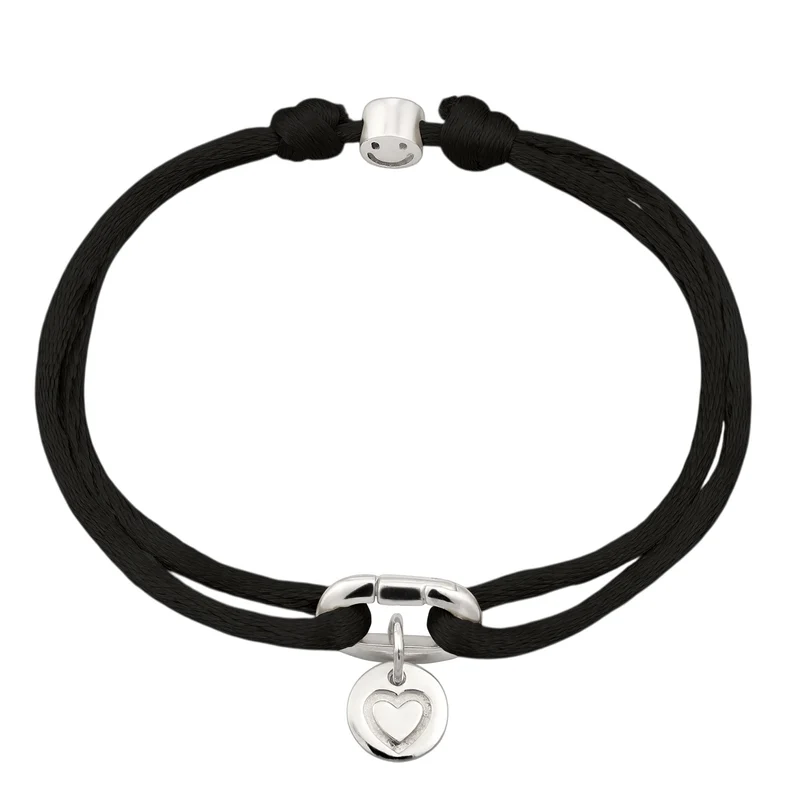 Armband Herz & Smiling Face | Satin (Gelb)