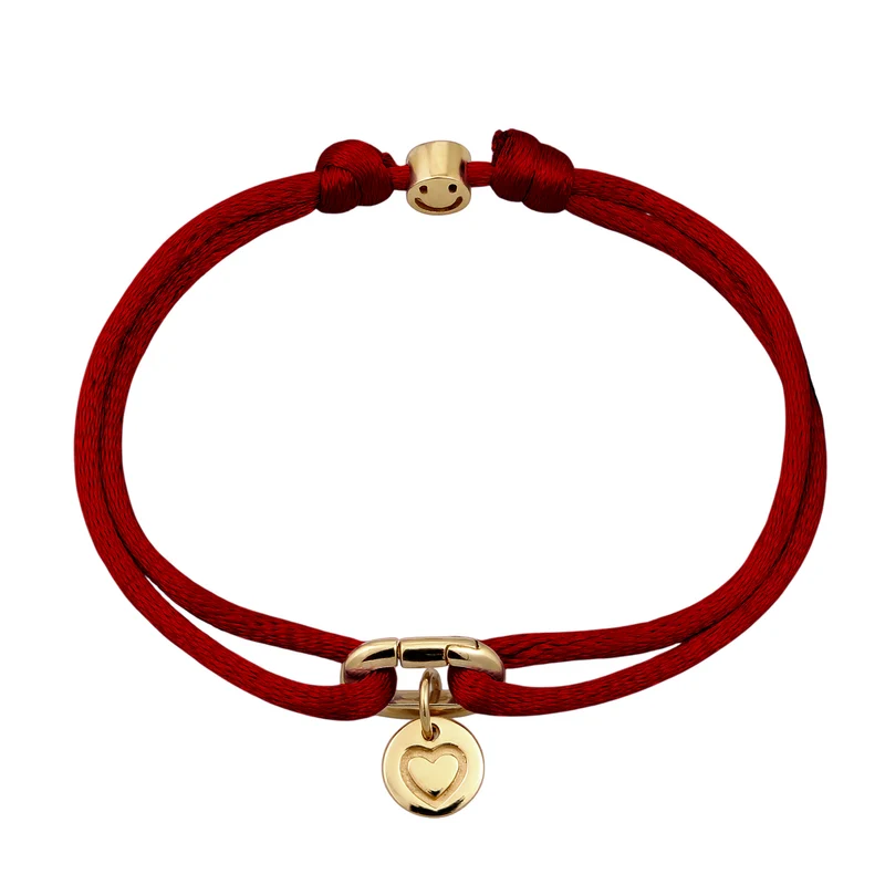 Armband Herz & Smiling Face | Satin (Gelb)