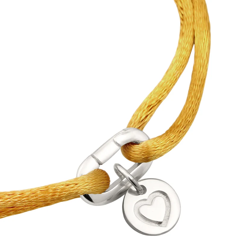 Armband Herz & Smiling Face | Satin (Gelb)