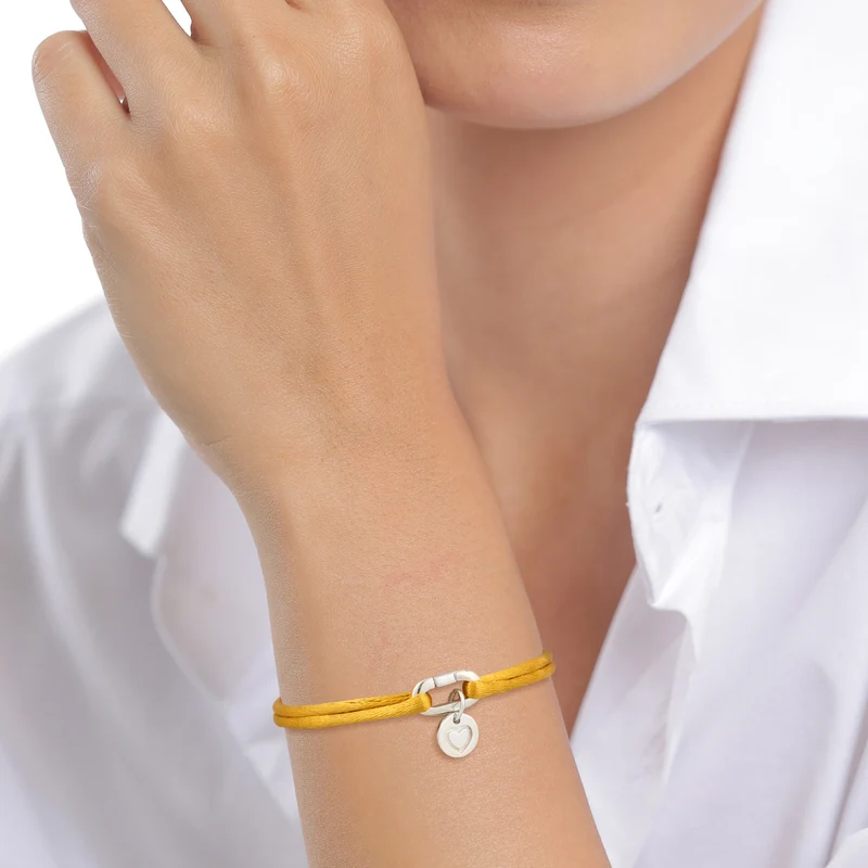 Armband Herz & Smiling Face | Satin (Gelb)