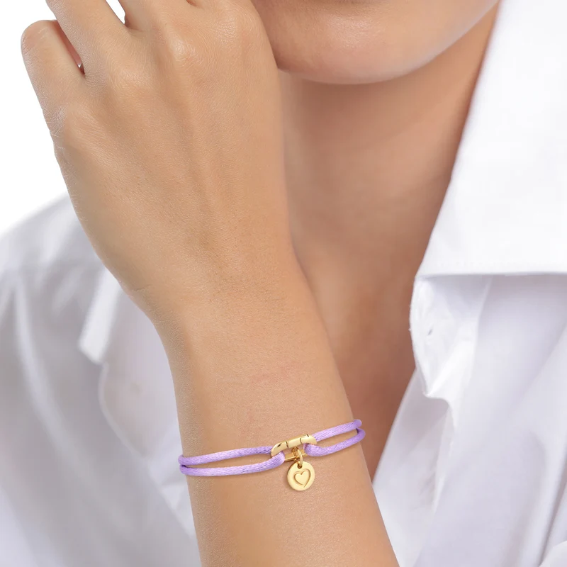 Armband Herz & Smiling Face | Satin (Gelb)