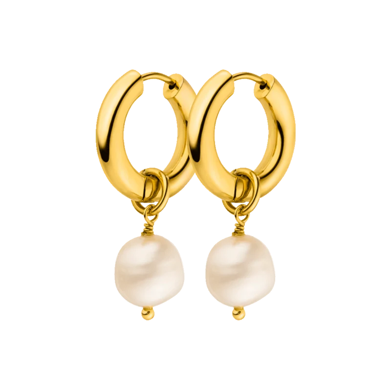 Pearl Charm Hoops