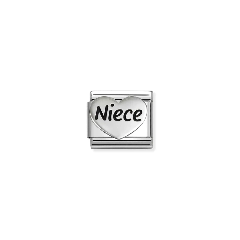 Classic Oxidised Silver Niece Big Heart Family & Friends Charms