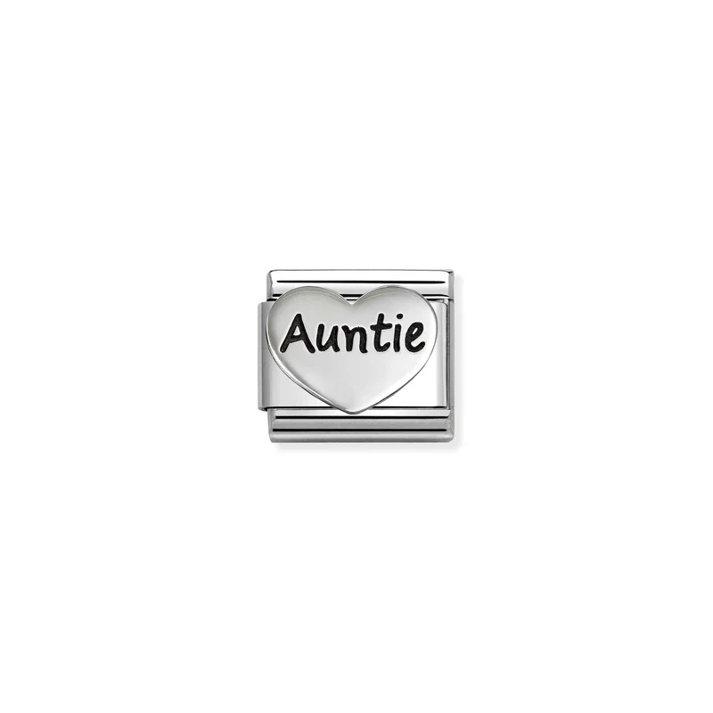 Classic Oxidised Silver Auntie Big Heart Family & Friends Charms