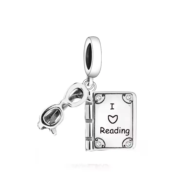 "I Love Reading" Dangle Charm | CZ