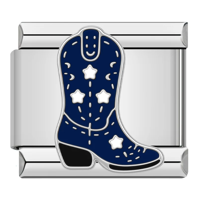 Blauer Stiefel Silber