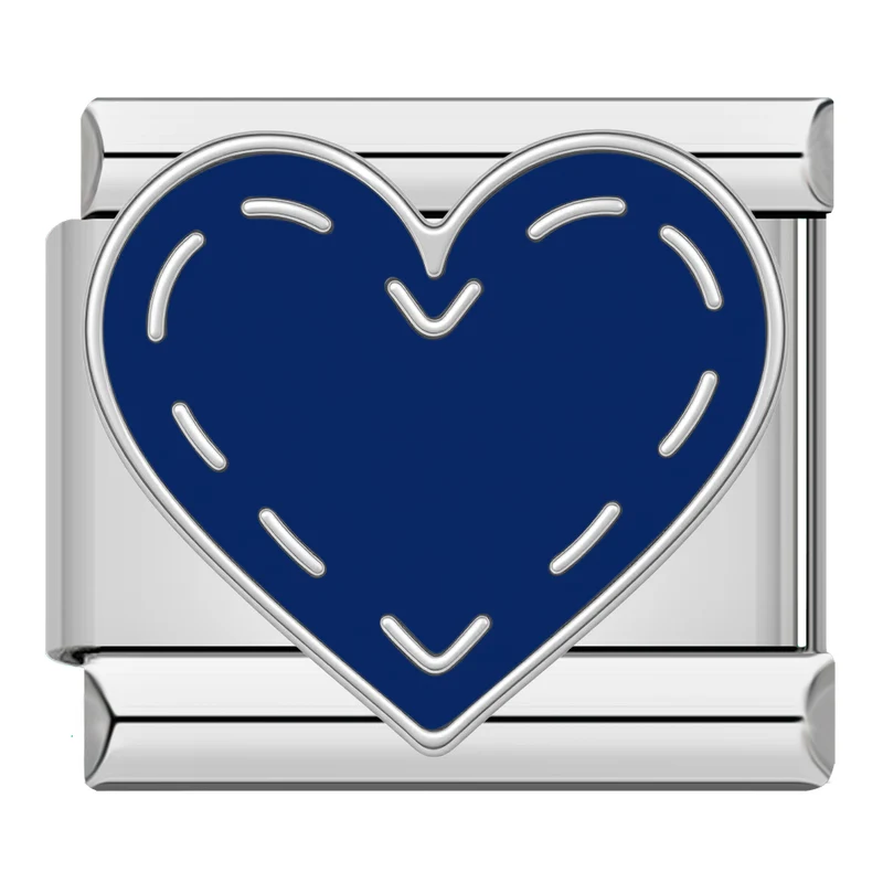 Blaues Herz mit Naht Silber