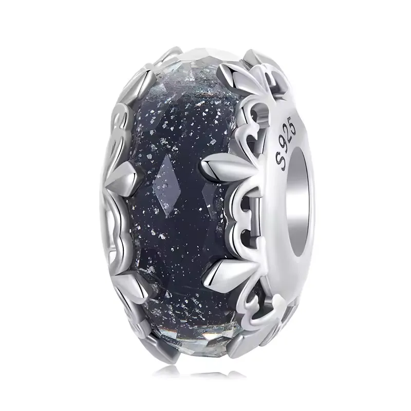 Midnight European Murano Glass Charm