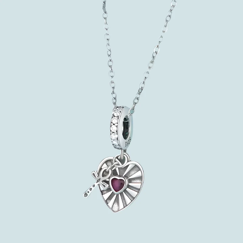 Heart and Cross Dangle Charm | CZ