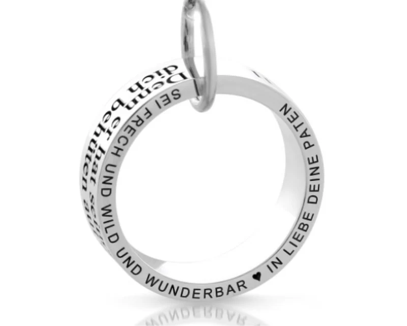 Silber Ring Anhänger aus 925 Sterling Silber mit Gravur Wunschtext besondere Geschenkidee