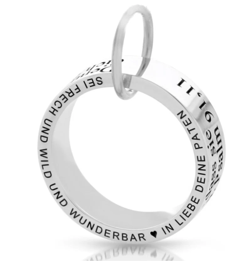 Silber Ring Anhänger aus 925 Sterling Silber mit Gravur Wunschtext besondere Geschenkidee
