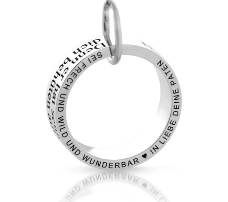Silber Ring Anhänger aus 925 Sterling Silber mit Gravur Wunschtext besondere Geschenkidee