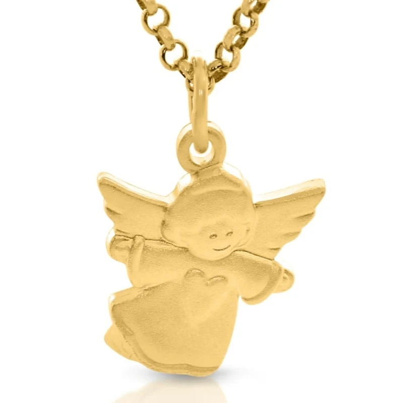 Schutzengel Anhänger mit Gravur vergoldet Geschenk Junge Mädchen