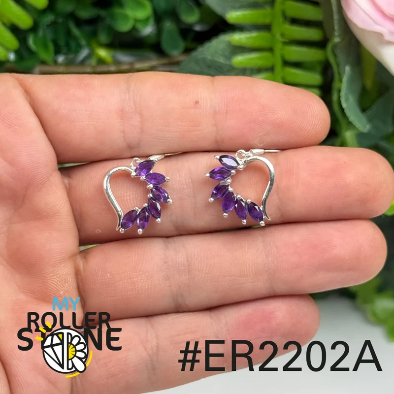 Facettierte Amethyst-Ohrringe aus 925er Sterlingsilber #202A