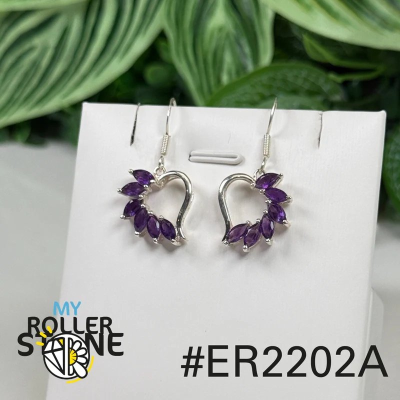 Facettierte Amethyst-Ohrringe aus 925er Sterlingsilber #202A