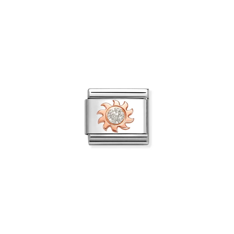 Classic Rose Gold and Enamel Silver Glitter Sun Fairytale & Fantasy Charms