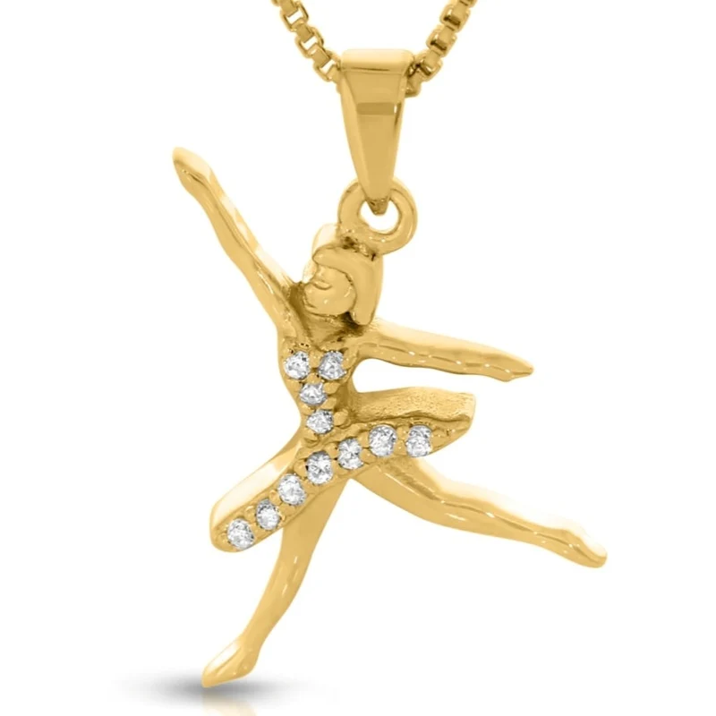 Kinder Schmuck Set vergoldet Tänzerin Ballet Anhänger Zirkonia