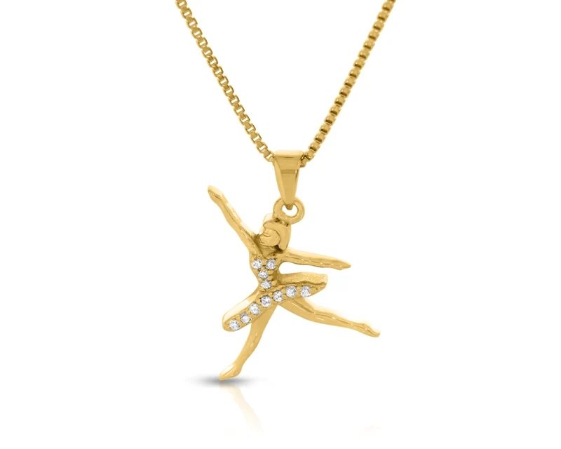Kinder Schmuck Set vergoldet Tänzerin Ballet Anhänger Zirkonia