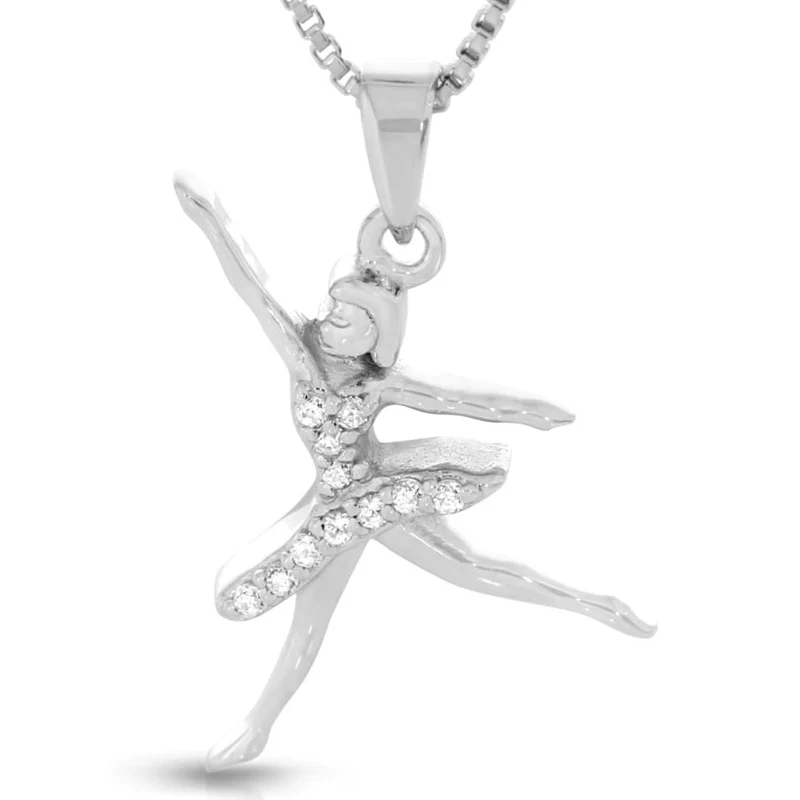 Ballerina Tänzerin Anhänger Kette Schmuck Kinder 925 Sterling Silber
