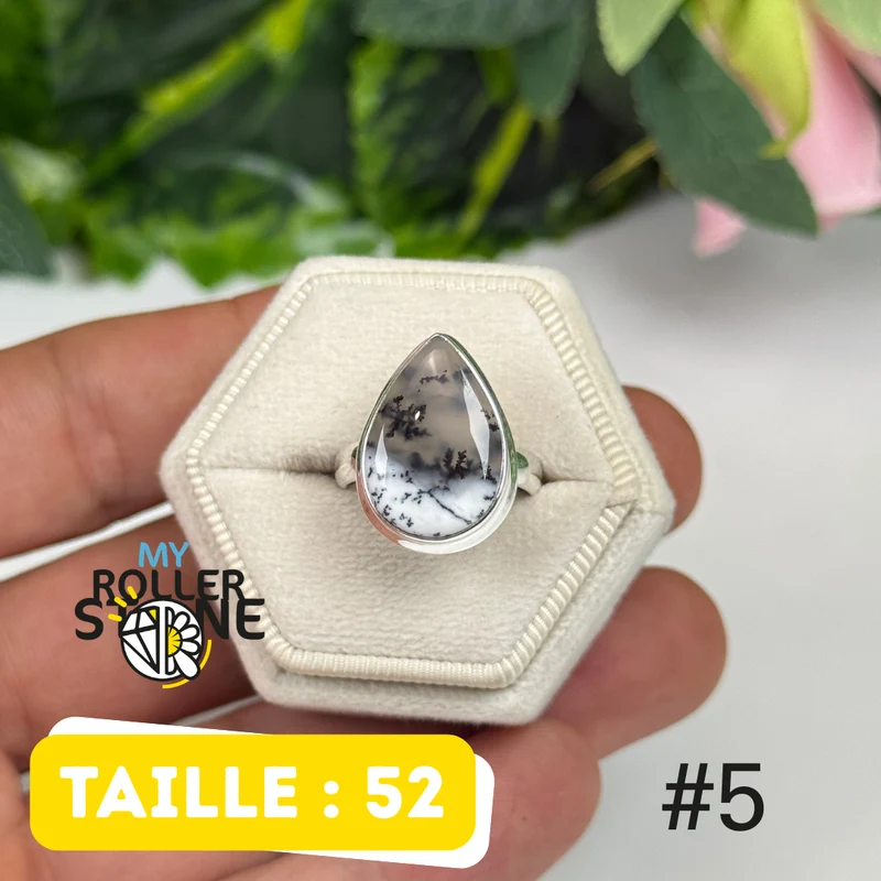 Ring aus 925er Sterlingsilber mit dendritischem Opal #ROR5