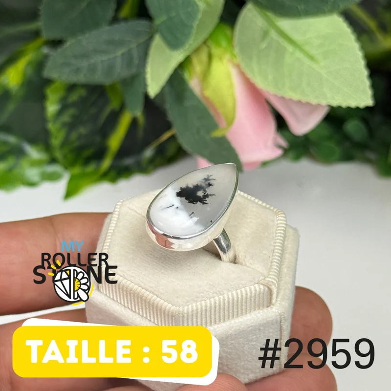 Ring aus 925er Sterlingsilber mit dendritischem Opal Nr. 2959