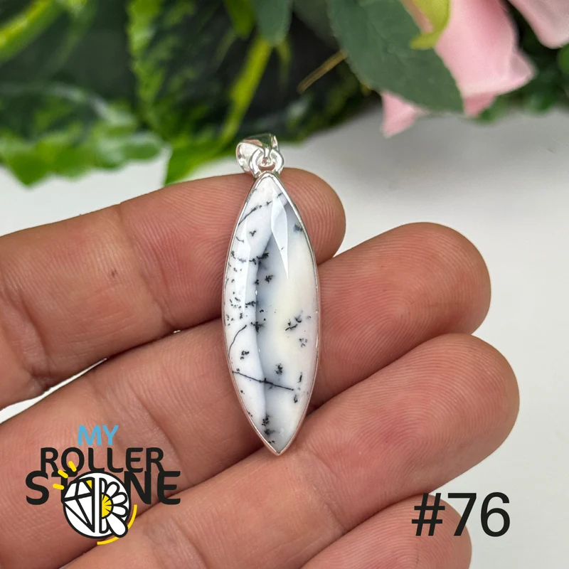 Anhänger aus 925er Sterlingsilber mit dendritischem Opal #OP76