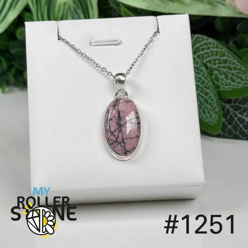 Rhodonit-Anhänger aus 925er Sterlingsilber Nr. 1251