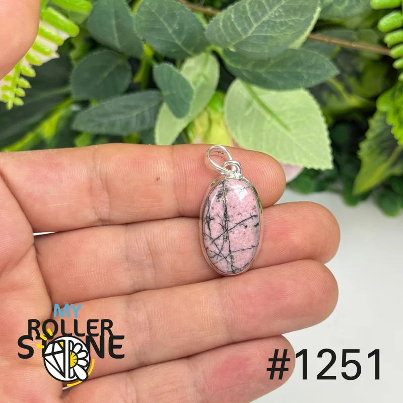 Rhodonit-Anhänger aus 925er Sterlingsilber Nr. 1251