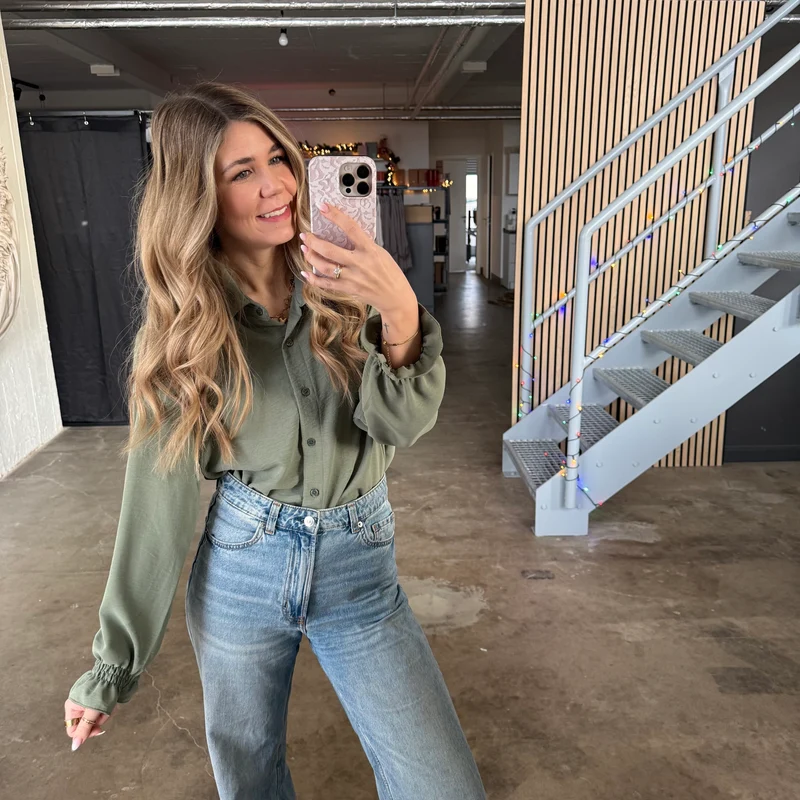 Rüschen Bluse - Olive